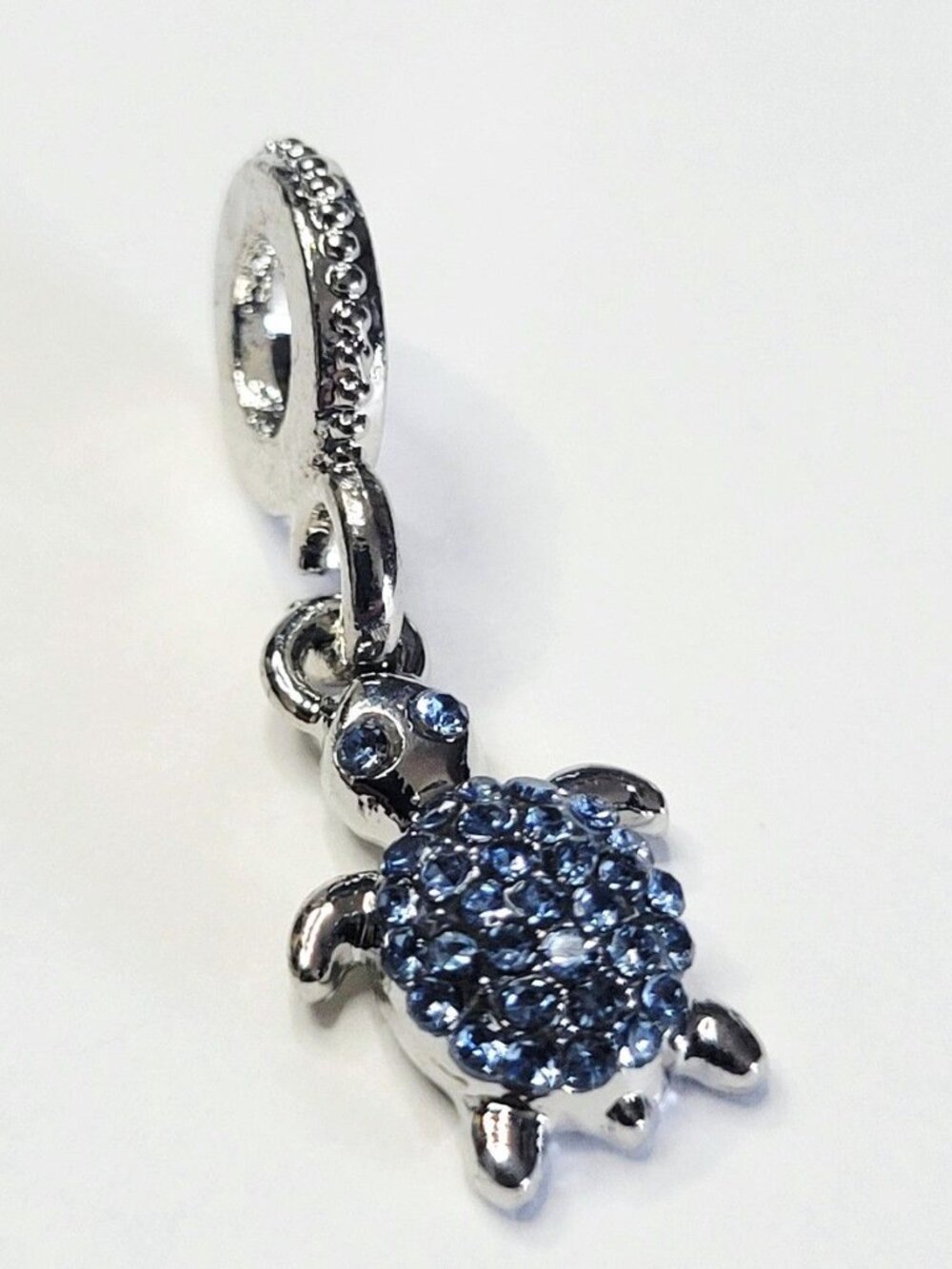 NWT Fits Pandora Charm Bracelets Stunning Blue Crystal Turtle Dangle Rhinestones